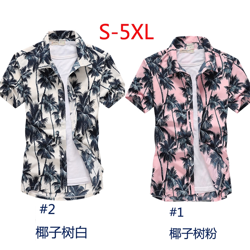 S 5XL Fashion Baju  Hawaii Lelaki  Summer Hawaiian Shirt 
