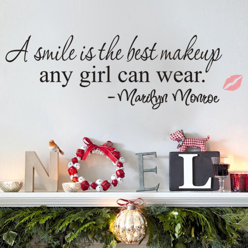 A Smile Is The Best Makeup Marilyn Monroe Wall Sticker Living Room