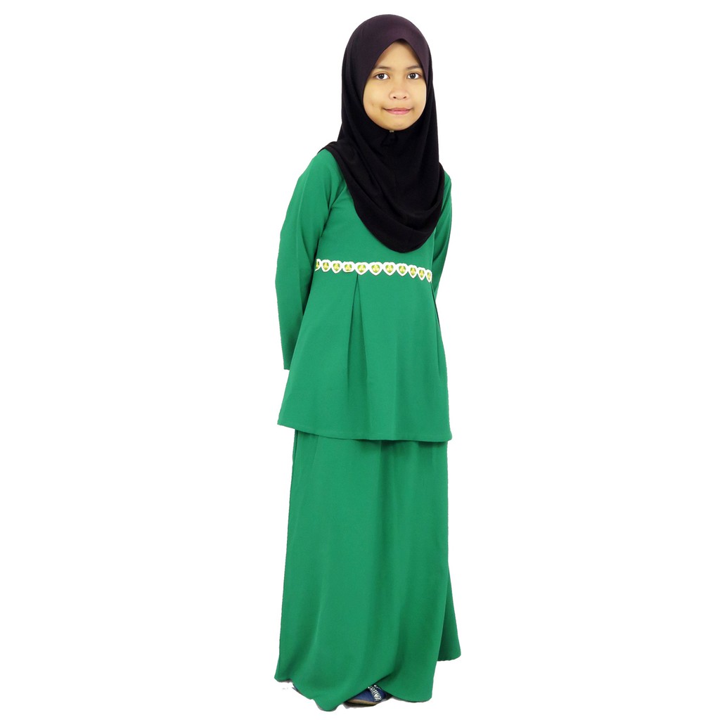 Emerald Como Crepe Baju Raya Kurung Jubah Kanak Kanak 2018 ...