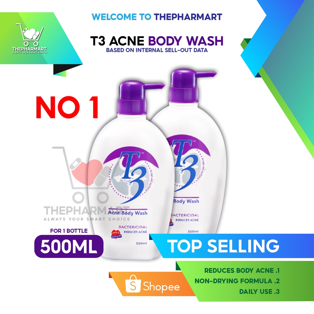 T3 Acne Body Wash pH5.5 (550ml) 🚗FREE SHIPPING🚗 EXP 03/2025 badan