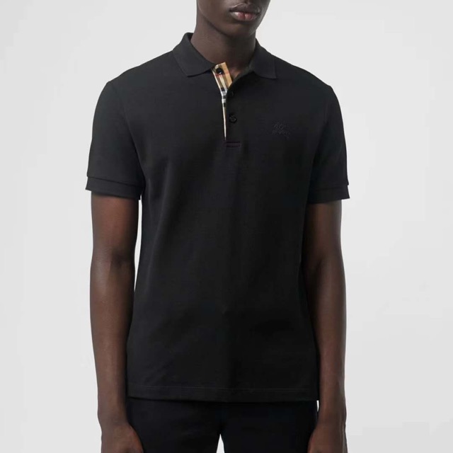 check placket cotton polo shirt