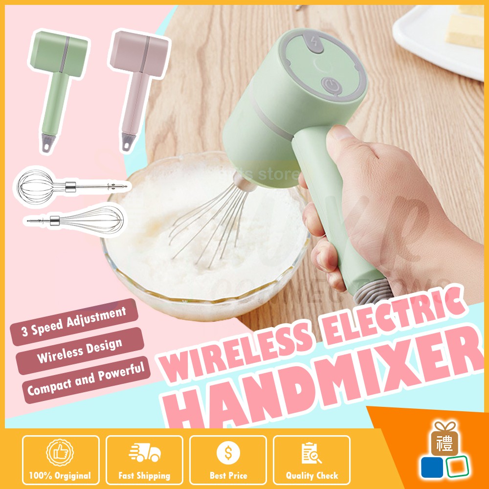 Household Wireless Electric Hand-Held Egg Beater Mixer Cream Beater Cake Baking Tools Pengadun Tepung