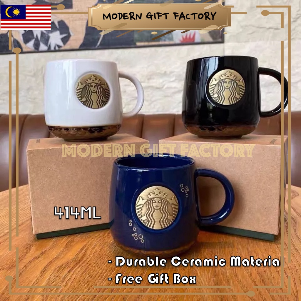 [M'sia Ship]Starbucks Classic Ceramic Mug Mermaid Mug Cup 414ml Starbuck Cawan Kopi Seramik Birthday Gift Idea