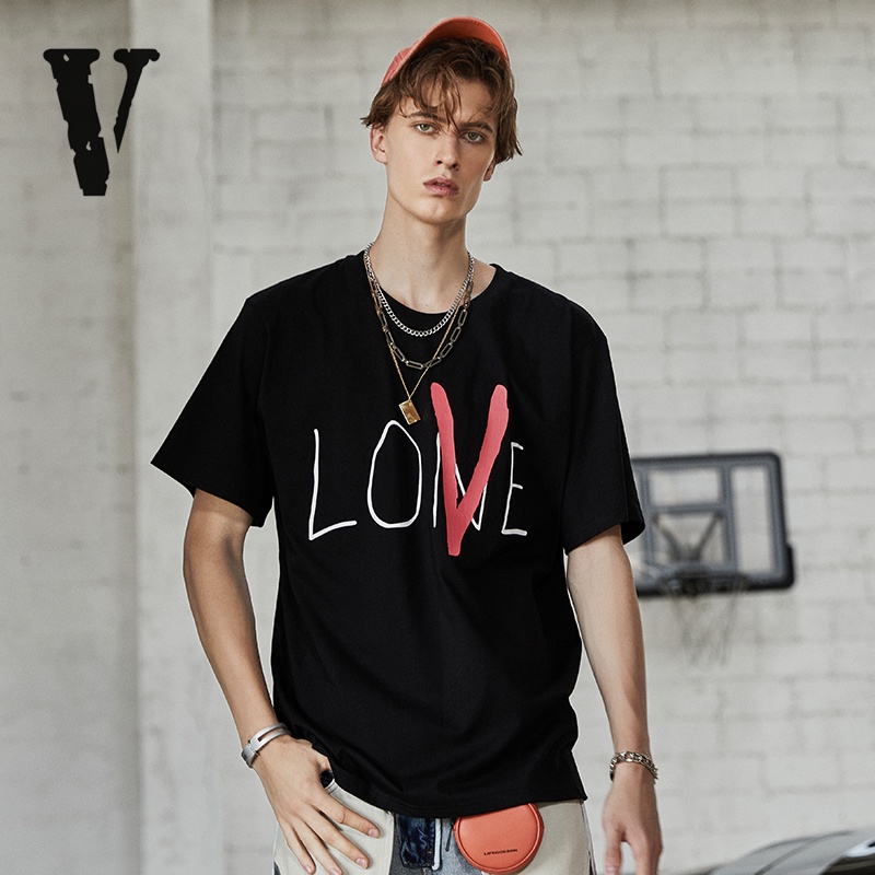 Vlone Short Sleeved Female Summer New Love Valentine S Day Gift Red Big V Round Neck Tanabata Loose T Shirt Male Tide Shopee Malaysia