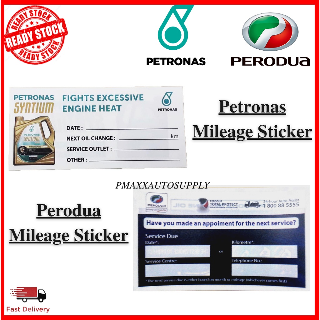 Petronas & Perodua Windsreen Mileage Sticker For Engine Oil Auto ...