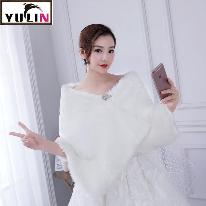 White Fur Bridal Gowns Shawl Wedding Dress Outwear Shopee Malaysia