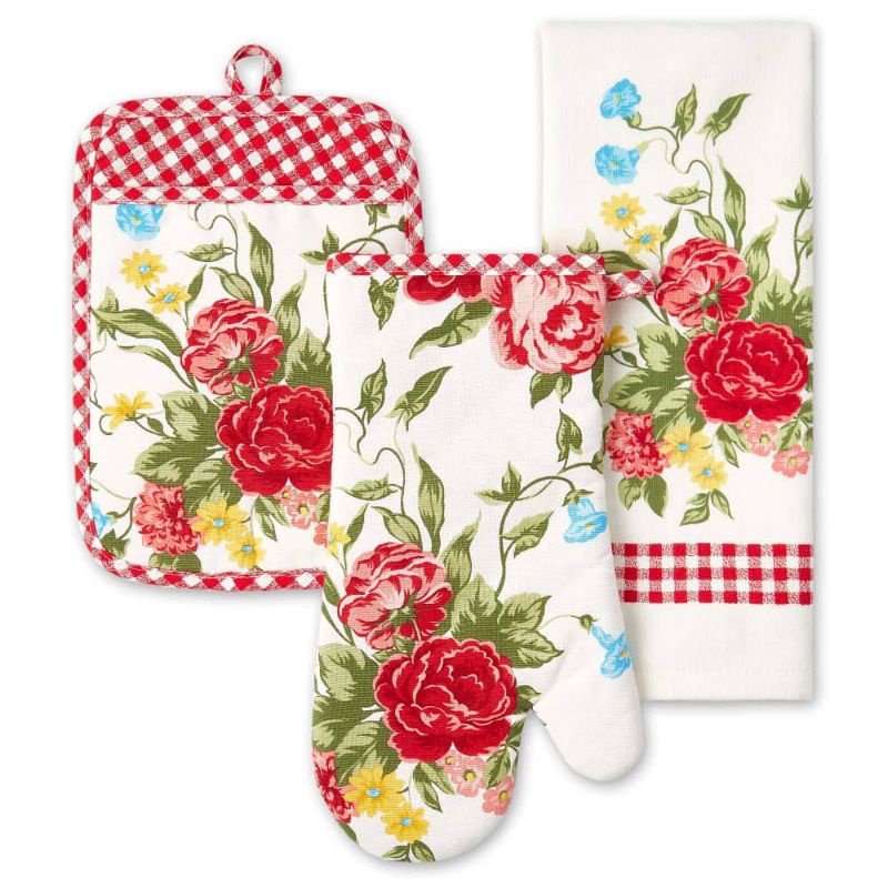 The Pioneer Woman Sweet Rose Kitchen Towel, Oven Mitt And Pot Holder Set