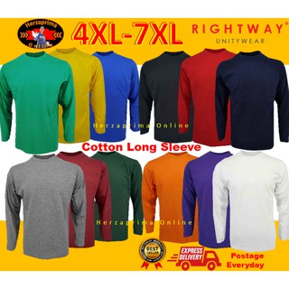 RIGHTWAY Big Size T-Shirt Cotton 100% 4XL-7XL Long Sleeve Unisex For ...