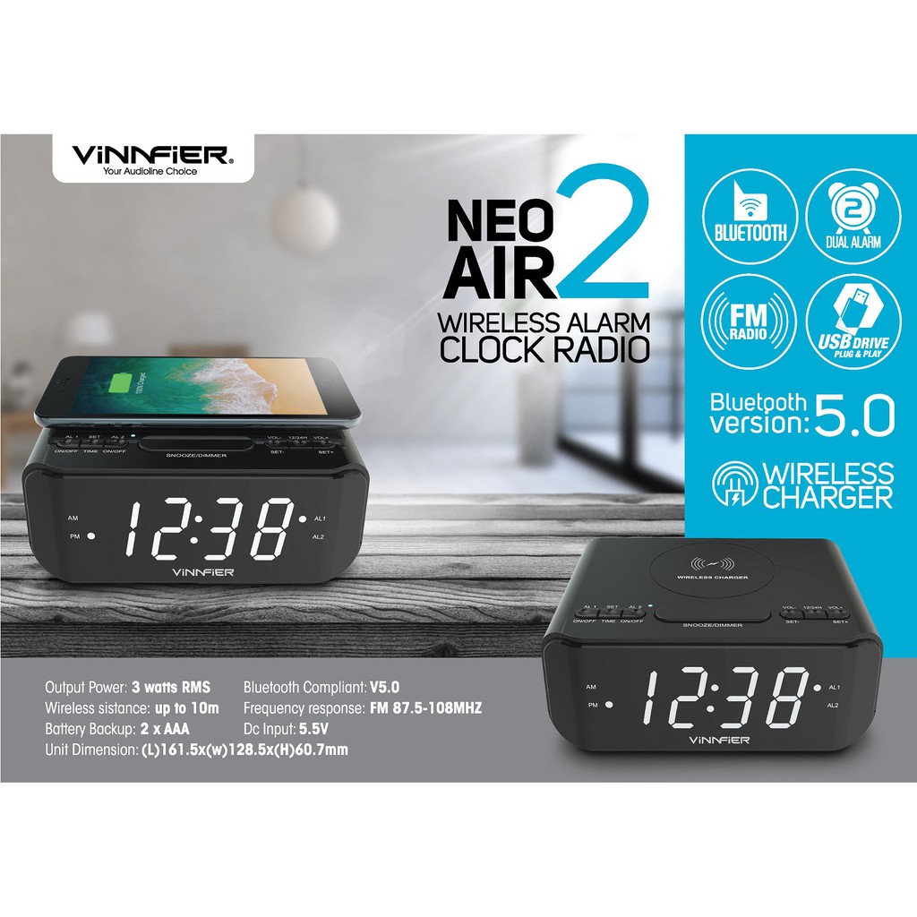 VINNFIER Neo Air 2 Portable Bluetooth Speaker with Wireless Charger