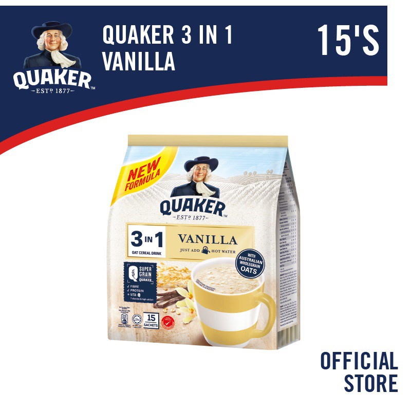 Quaker Oat Cereal Drink 3in1 Vanilla 15's x 28g | Shopee Malaysia