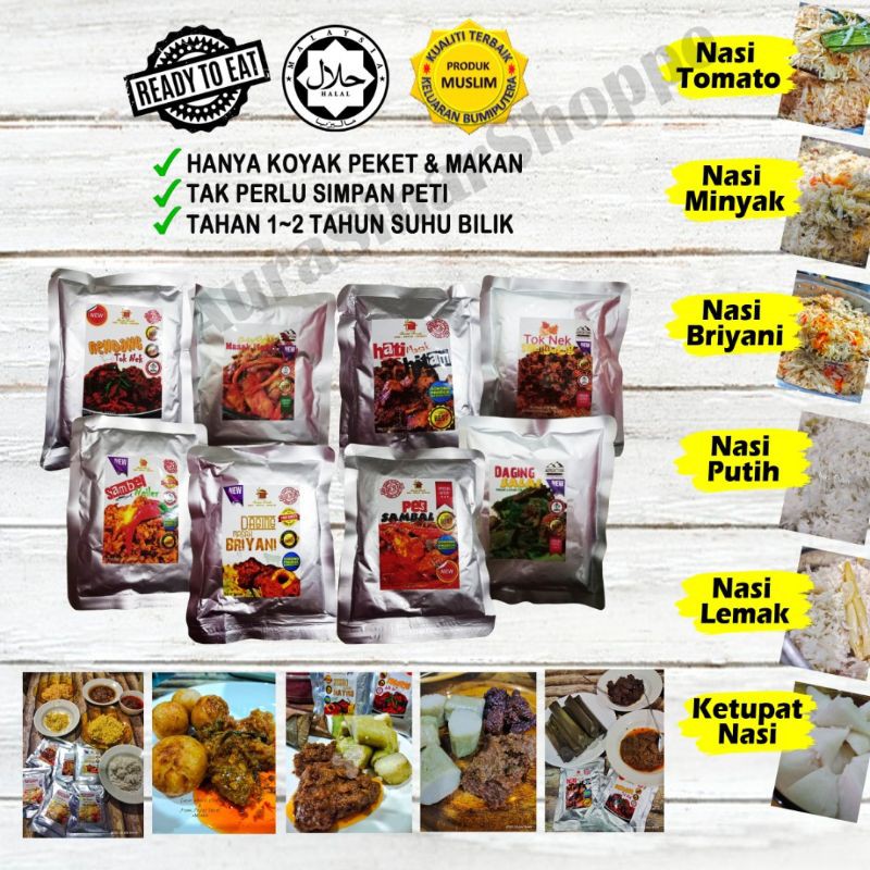 MEAL READY TO EAT INSTANT FOOD HALAL RENDANG AYAM DAGING SAMBAL HITAM NYET MAKANAN TRAVEL KEMBARA NASI SEGERA SERUNDING