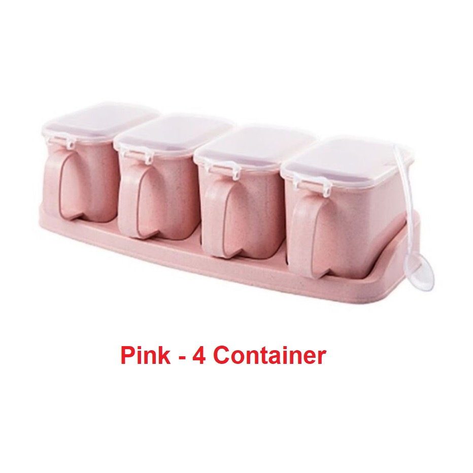 【Z2I】Seasoning Box Seasoning Rack Spice Pots Storage Container Condiment Jars Cruet With Cover And Spoon Kitchen Utensil