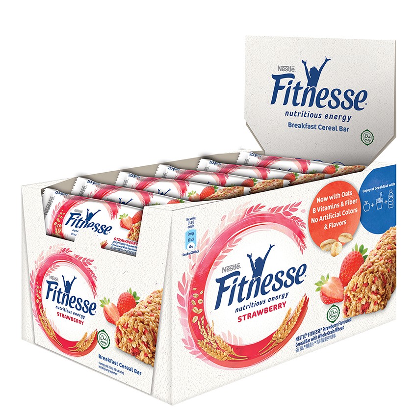 Nestle Strawberry Fitnesse Breakfast Cereal Bar (23.5g x 16 Bars)  Shopee Malaysia