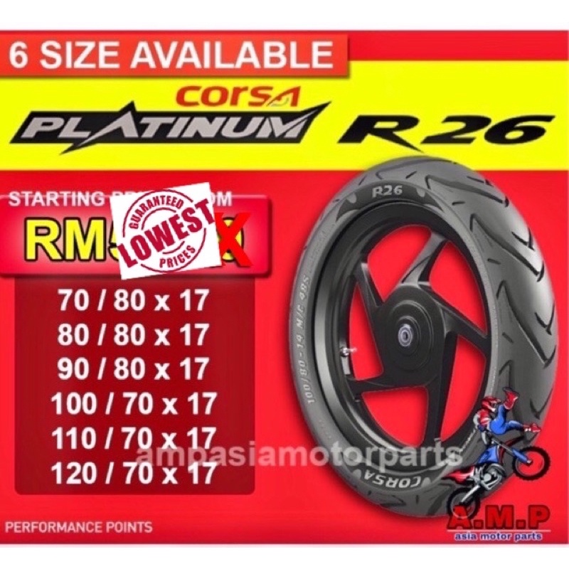 Tayar Corsa Platinum R26 Yamaha Lc135 Y15zr Y15 Lagenda 115 Honda Rs150 Ex5 Wave Dash Shopee Malaysia