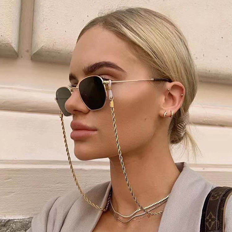 Metal glasses rope  gold  color  small daisy  pendant  glasses chain  mask chain