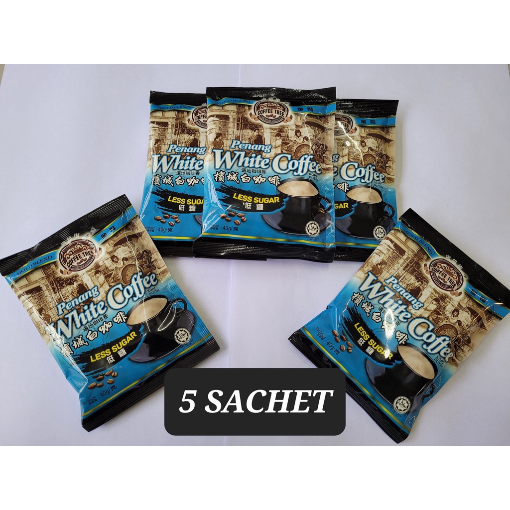Coffee Tree Penang White Coffee LESS SUGAR - 5 SACHET x 40g - EXPIRY DATE : Jan 2028