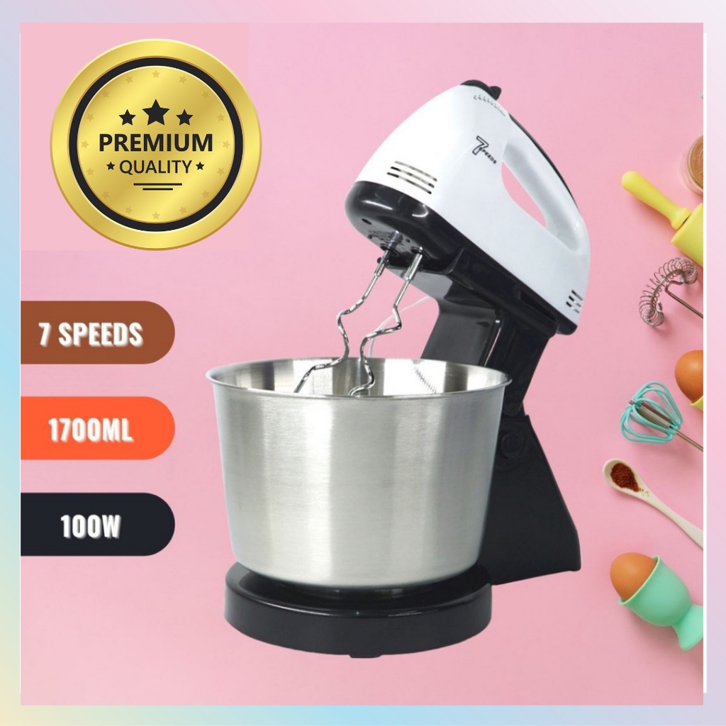 7 Speed Electric Egg Beater Hand Mixer Baking Whisk Mesin Pengadun Tepung Food Bancuh Telur Stand Blender Mix Cake
