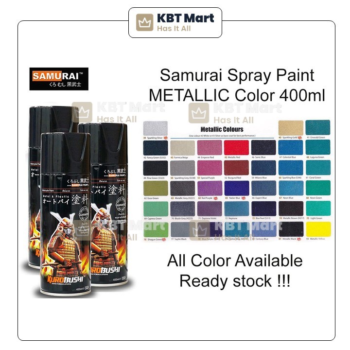 Samurai METALLIC Color 400ml Color 6493 Aerosol Spray Paint Cat Motor