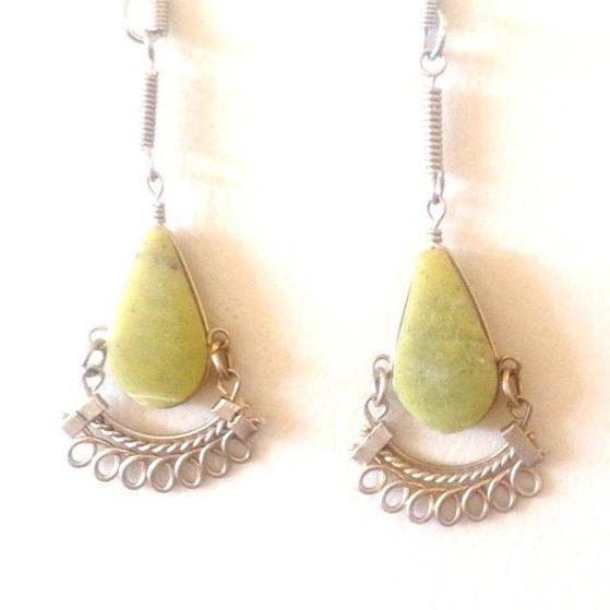 Real Serpentine Artisan Dangling Stone Jewelry Earrings