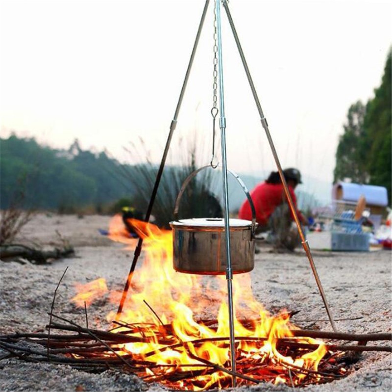 Ntfolding Outdoor Campfire Cooking Tripod Grill Grate Stand