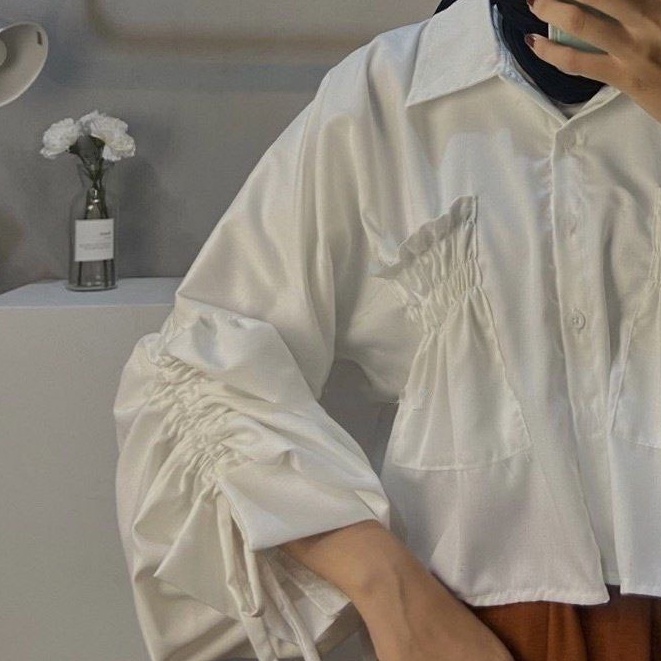 Versatile Multi KEMEJA Rx FASHION SEORINA SHIRT XXL<Unk> TOP POPLIN POCKET CROP<Unk>/SHAVA BLOUSE NN Must Essential - Image 5