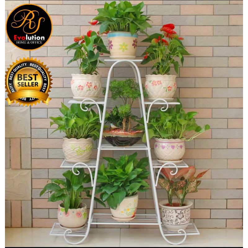 Ready Stok Rak Bunga Bertingkat Cantik 9 Pot Flower Rack Stand Indoor Dan Outdoor Rak Bunga Besi Rak Bunga Cantik