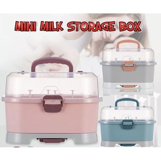 🐳Portable Baby Milk Bottle Storage Box With Lid Dust-proof Milk Powder Container Kotak Susu Botol Bayi