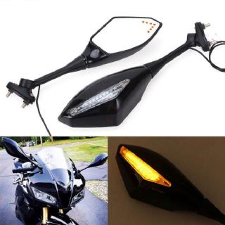 Amber LED Turn Signals Matte Black Motorcycle Side Mirrors For CBR600RR GSXR600