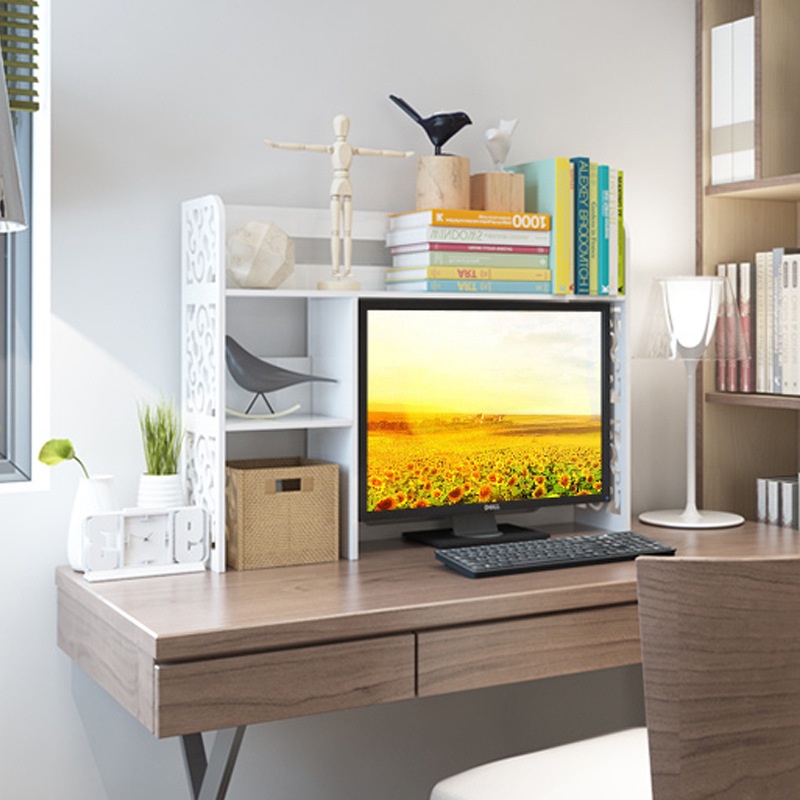 Student study room tabletop bookshelf computer monitor rack multilayer desktop rack space saver storage organizer