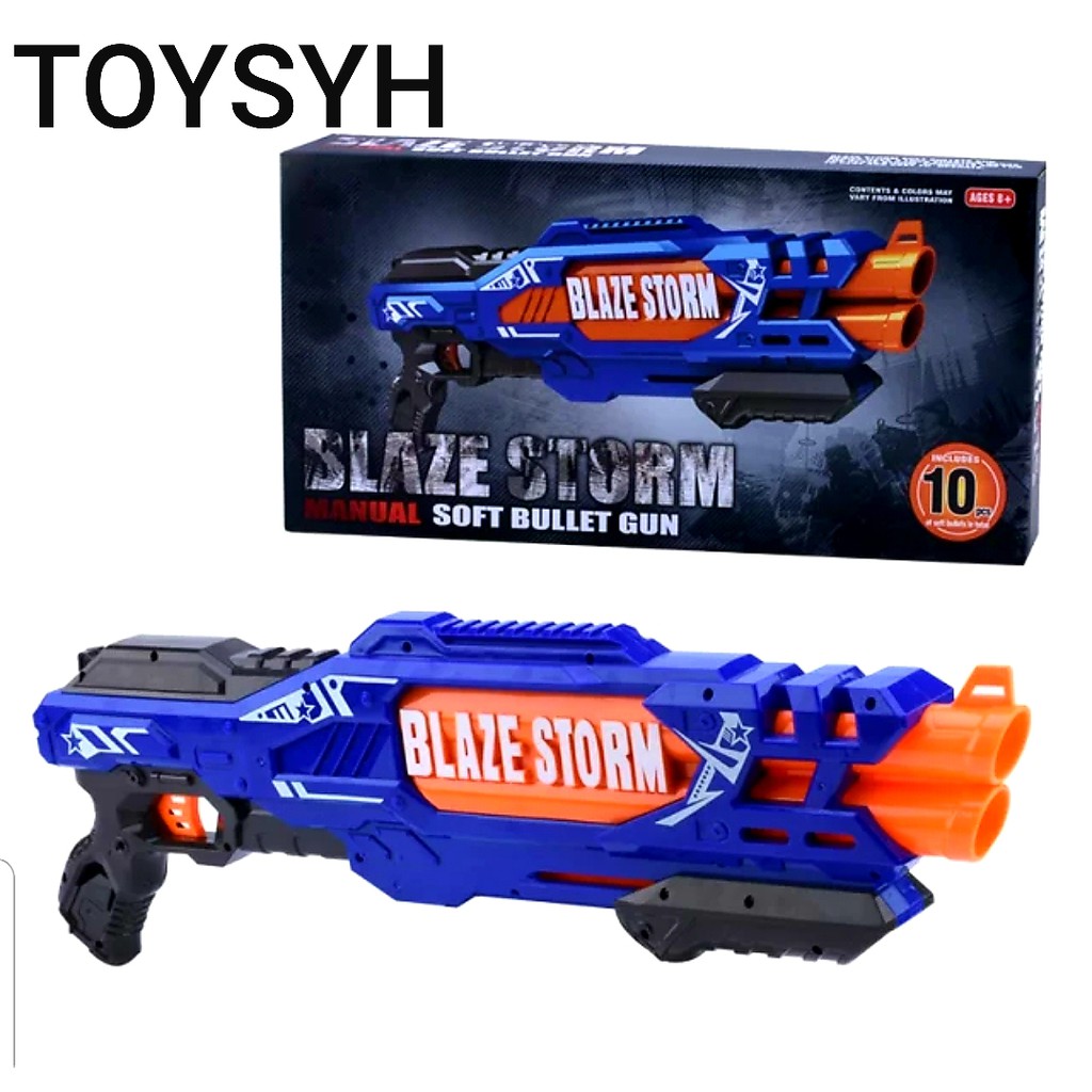 SYH Blaze Storm Manual Plastic Ball Gun Shooter Bullet Funny Safe Gun With 10 Soft Bullet