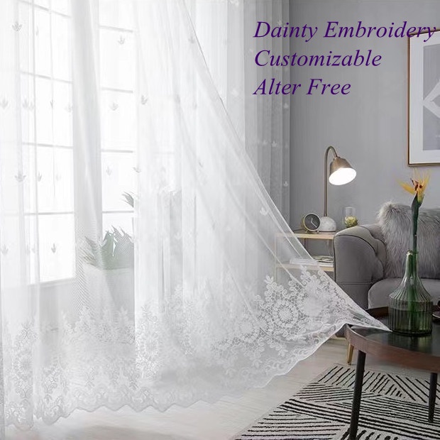 Luxury sheer curtain rod pocket/hook/ring curtain sliding door bedroom