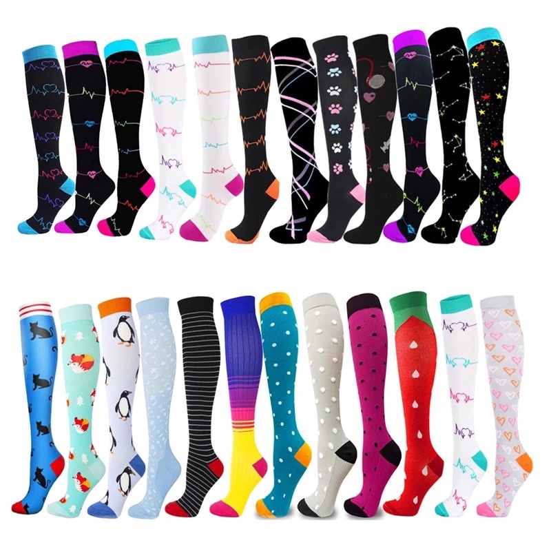 High Quality Compression Stockings 20-30 MmHg Flight Travel & Maternity Pregnancy -Boost Stamina for Running Sports Socks Size L/XL