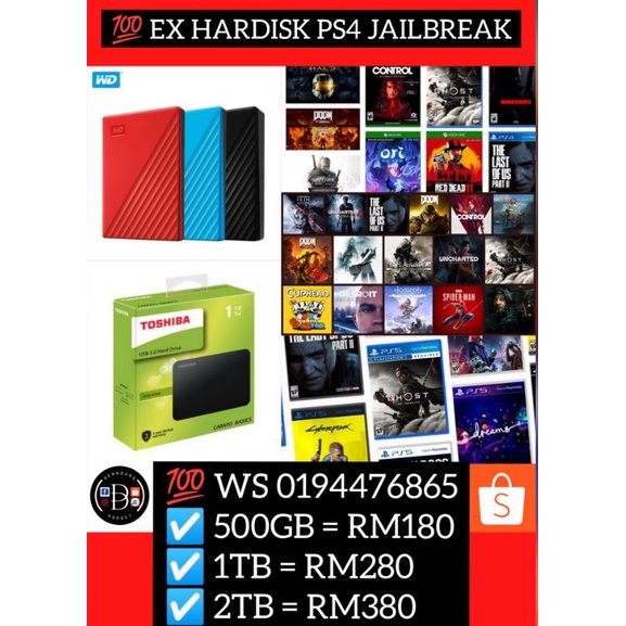 PS4 JAILBREAK GAMES EXTERNAL HARDISK JAILBREAK ONLY 200 GAMES