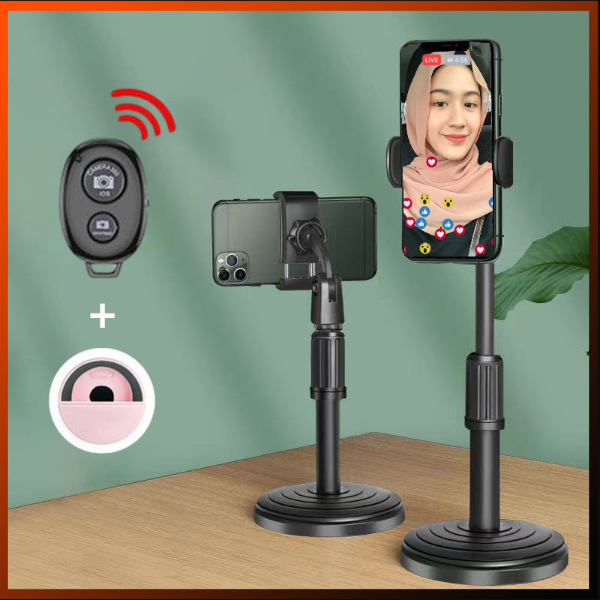 Universal Telescopic Adjustable phone stand Bluetooth camera controller Live broadcast phone holder ring light