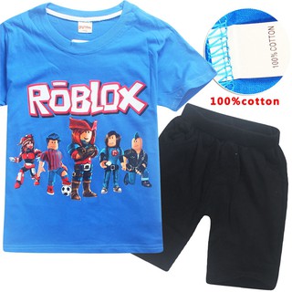 Cartoon Roblox Kids Boys Clothing Set Short Sleeve T Shirt Black Shorts Summer Outfits Shopee Malaysia - roblox black outfits