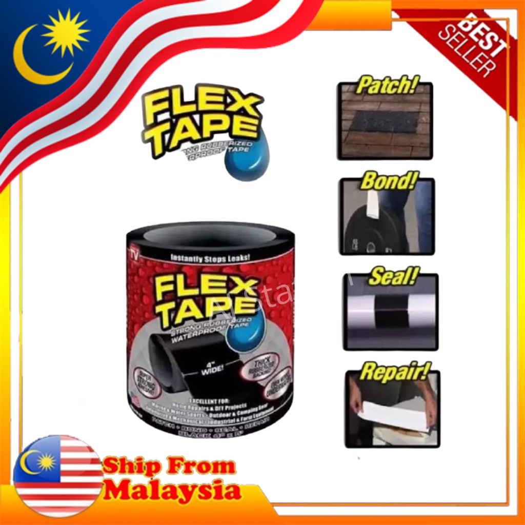 Flex Tape Water Leaking Color Hitam dan Putih Penampal untuk Semua