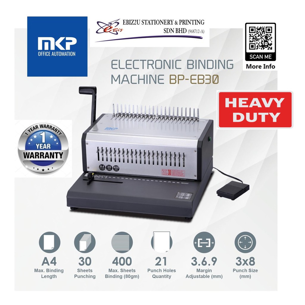 MKP Heavy Duty Electric Binding Machine BPEB30 (30sheets) electric