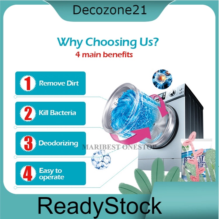 100g Drum Cleaner Powder Detergent Pembersih Pencuci Tangki Mesin Basuh