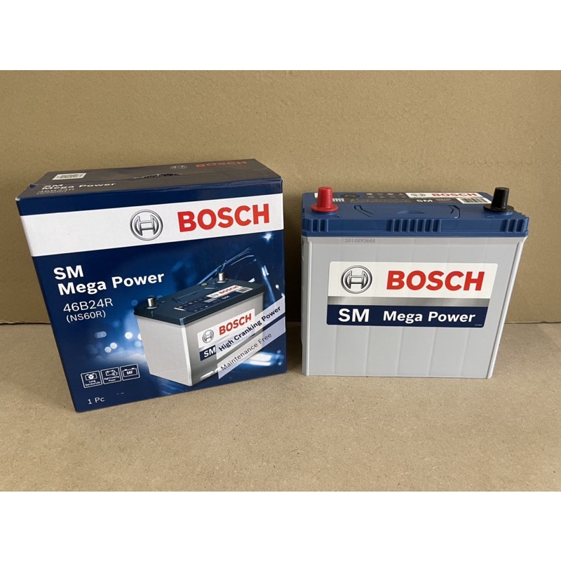 BOSCH NS60R (46B24R) SM MEGA POWER MF CAR BATTERY (SMALL TERMINAL ...