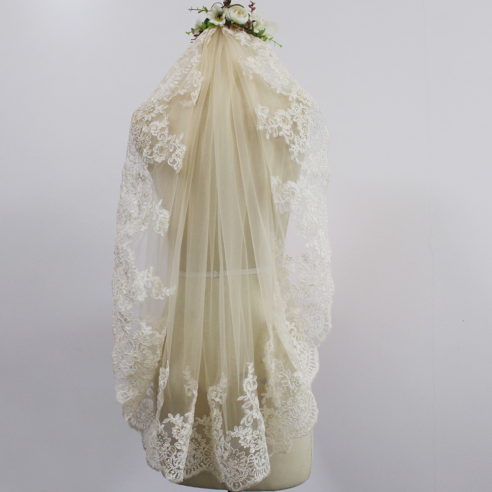 short wedding dress and veil