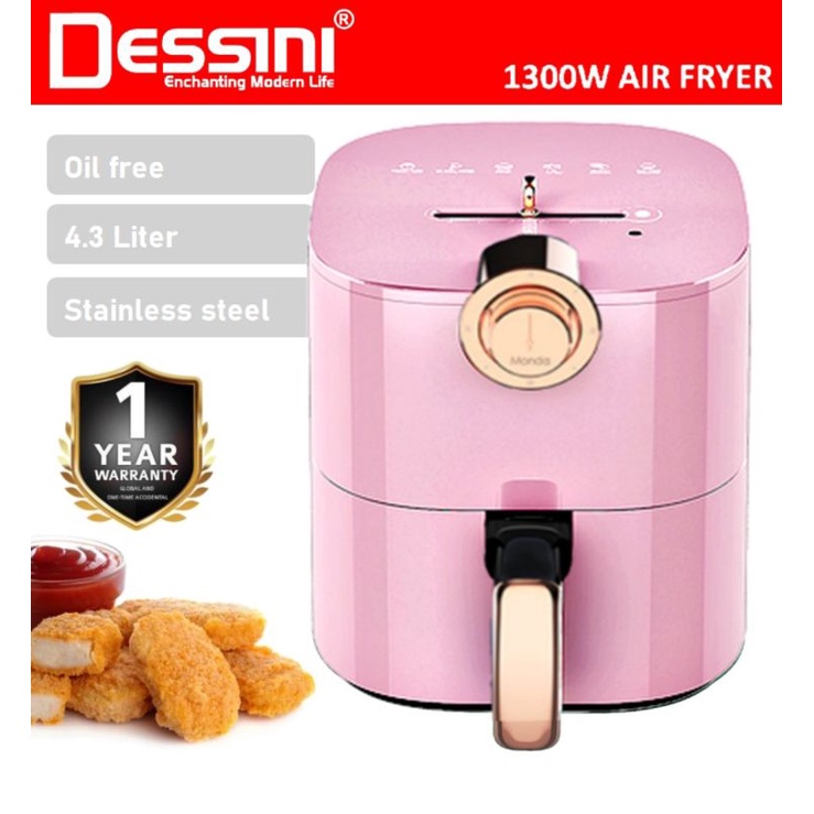 [ORIGINAL] 4.3L DESSINI ITALY Electric Air Fryer Timer Oven Cooker Non-Stick Fry Roast Grill Bake Machine