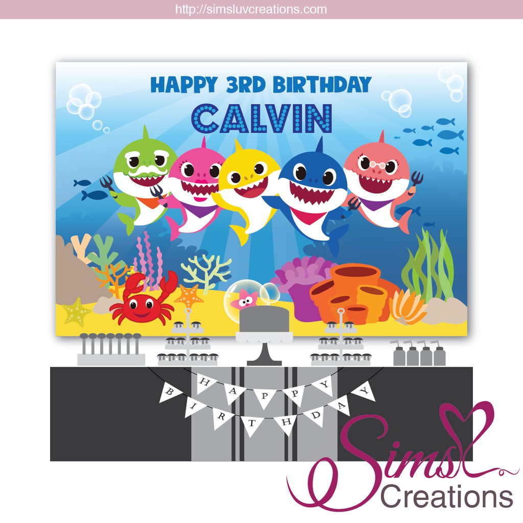 PinkFong Baby Shark Party Backdrop / Birthday Poster | Shopee Malaysia