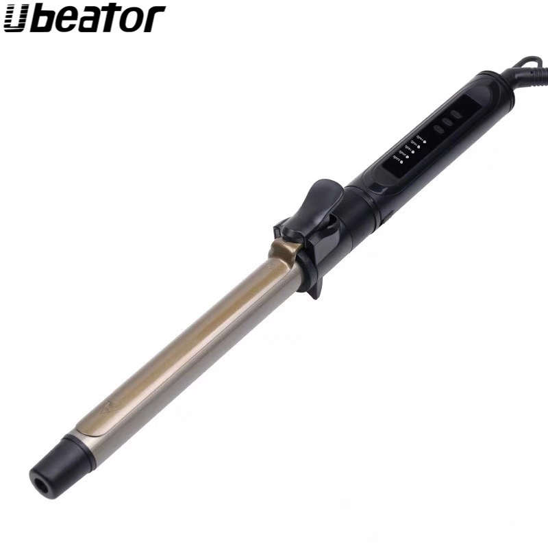 Ubeator Cone Golden Ceramic Coated Plate Curling Iron Electric Hair Curler