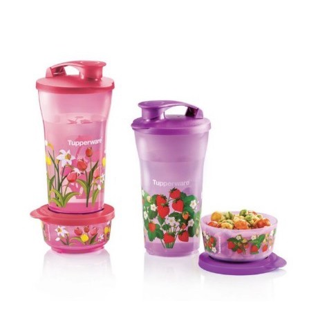 Tupperware Quench & Snack Set Tumbler 800ml Dessert Bowl 200ml HGQ4