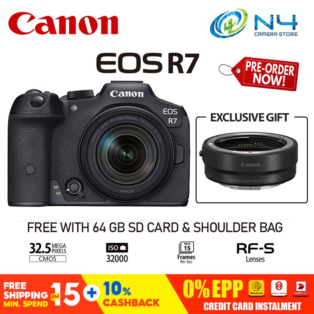 Canon EOS R7 / Canon R7 Mirrorless Camera (FREE Canon Mount Adapter EFEOS R) Shopee Malaysia