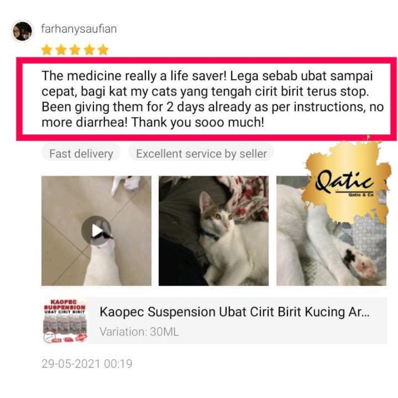 Buy Kaopec Suspension Ubat Cirit Birit Kucing Arnab Anjing - 30ml 