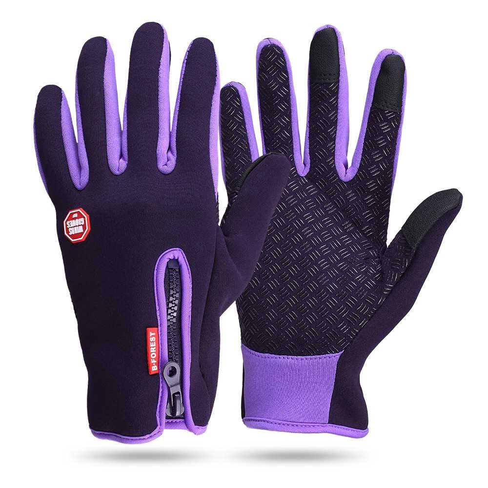 purple winter gloves