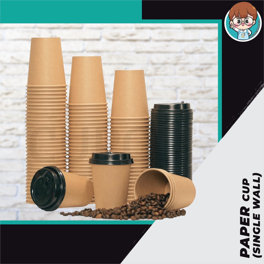 Brown Paper Cup Kraft Single Wall Paper Cup Coffee Disposable Hot and