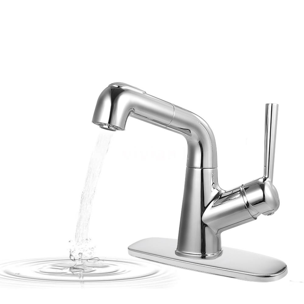 Bar Sink Faucet Single Hole Single Handle Pull Out Sprayer Kitchen