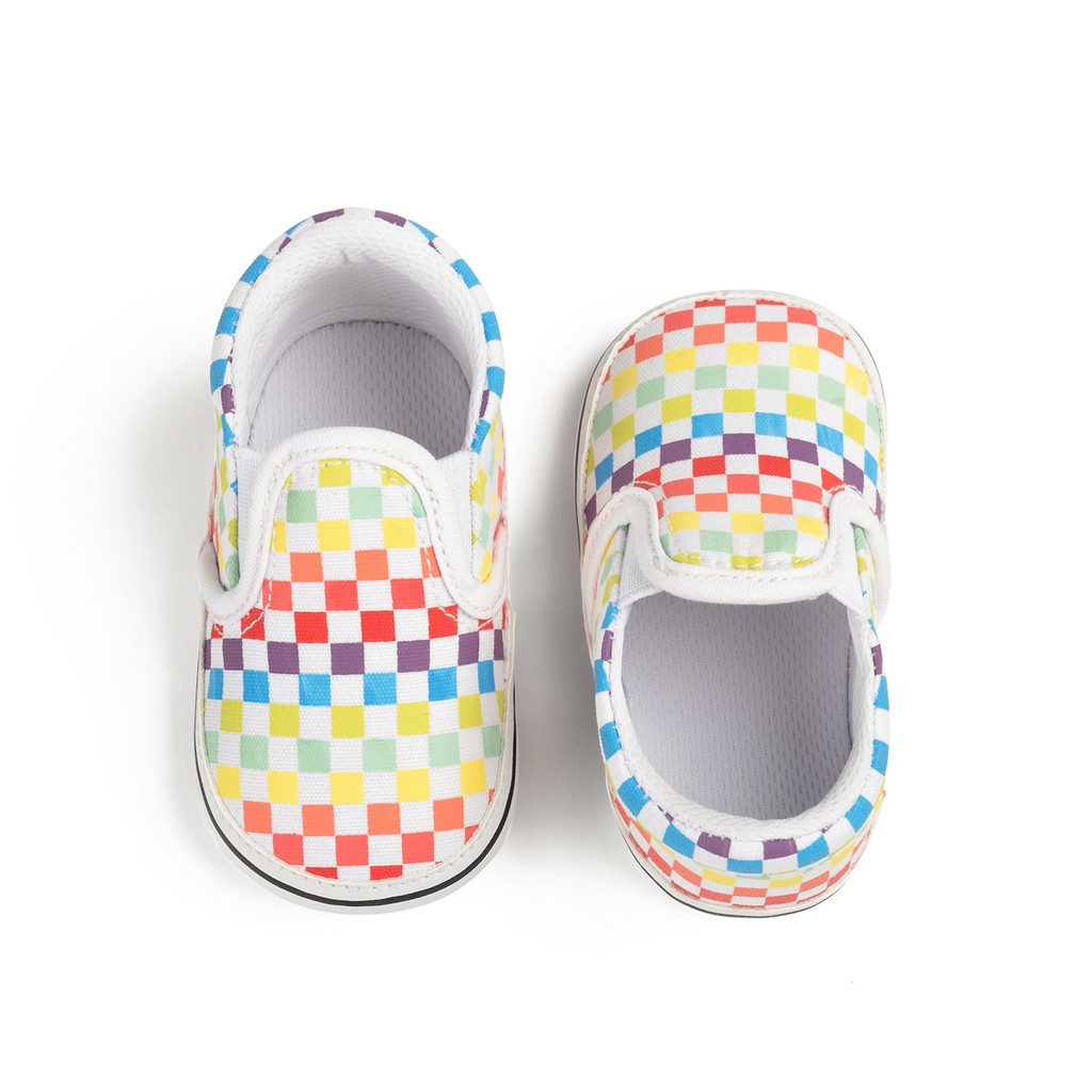 Newborn Shoes Boys Girls Soft Sole Cotton Casual Sneakers Colorful Plaid Baby Shoes